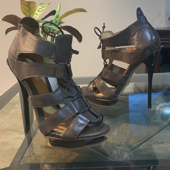 L.A.M.B. Jaco Caged Lace Up Heel Sandals - Picture 14 of 14